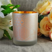 China Customized frosted decorative glass candle jar in bulk manufacturer