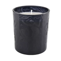 China frosted black candle container matte 10oz decorative glass jar candle container manufacturer