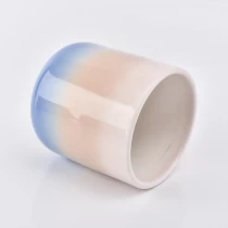 China 400ml Cylinder candle cup ceramic iridescent candle jars supplier manufacturer