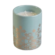 China Sunny scent luxury design glod printing ceramic candle jars manufacturer