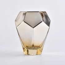 China Wholesale custom golden geometric luxury glass candle jars manufacturer