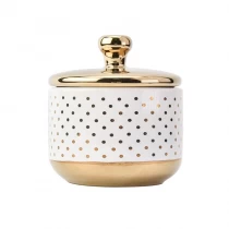 China Luxury tealight ceramic candle containers with gold lid manufacturer