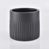 China Cylinder frosted black candle vessel ceramic tea light candle jars factory manufacturer
