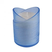 China Wholesales heart shape matte blue glass candle jar manufacturer