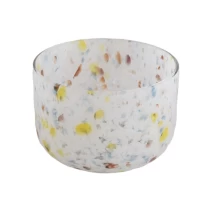 China golden dot glass candle container candle jars wholesales manufacturer