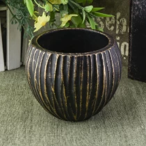 China Custom striped candle votive vessel bowl ceramic candle jar party decor factory manufacturer