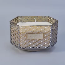 China Sunny Hexagon woven custom luxury glass candle jars with lid manufacturer