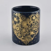 China home decoration custom logo wedding decor black ceramic candle jar with lid manufacturer