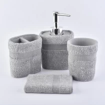 China 4ps towel-shaped ceramic bathroom accessories sets tumbler hotel decor wholesale manufacturer