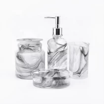 China 4pc Luxury mable glass bathroom shower accessory sets wholesales manufacturer