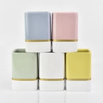 China Luxury square plating ceramic candle jars home decoration wholesale manufacturer