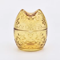 China Golden parrot shape candle jar glass candle vessel with lid for wedding decoration manufacturer