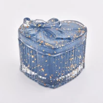 China Decorative love-shaped candle jar glass candle holder with lid for wedding decoration manufacturer