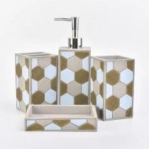 China 4ps Custom hexagon concrete bathroom set soap dish toothbrush holder hotel decor manufacturer