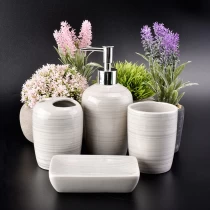 China 4pc vanity ceramic bathroom shower accessory soap dish sets wholesales manufacturer