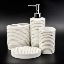China 4ps oval ceramic bathroom accessories set, white toothbrush holder soap dish home decor manufacturer