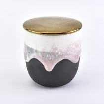 China 6oz Sandbeach ceramic candle holder round bottom gold lid home deco manufacturer