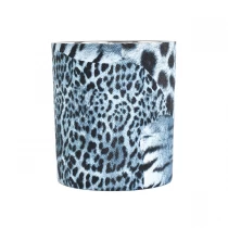 China Wholesales PU material leather blue votive custom candle jar manufacturer
