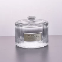 China Handmade Transparent round striped glass container double wall spray perfume bottle in bulk manufacturer