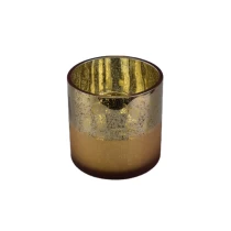 China Straight Golden Mercury Frosted Decor Glass Candle Holder manufacturer