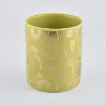 China empty cylinder shape straight side fancy ceramic vintage candle jars with logo manufacturer