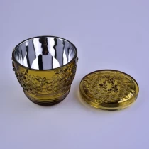 China Wholesales bee design gold laser glass candle holder with lid manufacturer