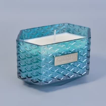 China Sunny custom Hexagon luxury glass candle holder with wood lid manufacturer