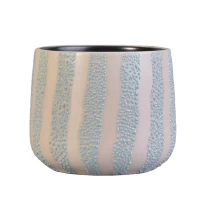 China Customized stripe ceramic candle containers in bulk home decor manufacturer
