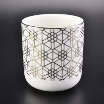 China Decal logo printing candle scented holder ceramic candle jars wedding centerpiece in bulk manufacturer