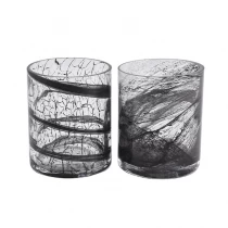 China 330ml Ink painting effect luxury wholesale glass candle holder for candle making manufacturer