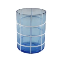China custom handmade glass grid line container for candle manufacturers manufacturer