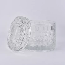 China Transparent embossed candle tins votive glass candles jar with lid home decoration use manufacturer