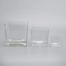 China Empty square glass making candle holder metal container manufacturer