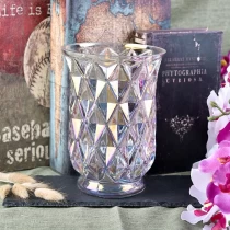 China Transparent embossed pillar glass candle jar wholesale manufacturer