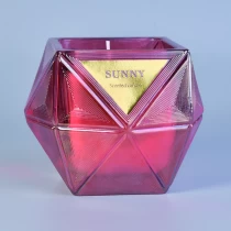 China 8oz 10oz Wholesales Luxury geo glass tealight candle jar manufacturer