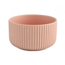 China orange stripes ceramic candle containers with galzing color manufacturer