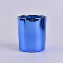 China 400ml Blue electroplating candle cup votive glass candle jar factory manufacturer