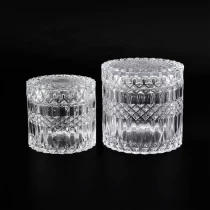 China 250ml Transparent decorative glass candle holder with lid custom wholesales manufacturer
