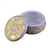 China Sunny glassware luxury gold scented ceramic candle jar with lid manufacturer