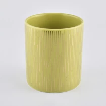 China Leather Golden Ceramic Candle Container With Ceramic Lid manufacturer