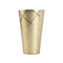 China Bulk luxury PU material leather gold candle holders manufacturer