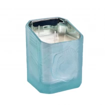 China 8oz 13oz 14oz supplier luxury Trapezoid blue glass vessel for candles manufacturer