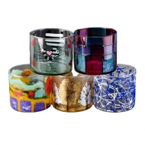 China Hand painting glass transparent tealight candle holder home decoration supplier manufacturer
