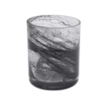 China candle containers luxury black candle jar glass with wooden lid decorative candle containers manufacturer