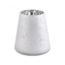 China Large white glass candle vessels with mercury decorations manufacturer