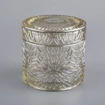 China chrysanthemum pattern luxury candle glass container with lid manufacturer