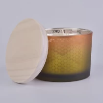 China Sunny luxury gold matte glass candle jars with wood lid manufacturer