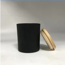 China candle containers luxury black candle jar glass with wooden lid manufacturer