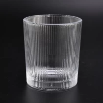 China 350ML   vertical stripe cylinder glass candle holder  for wholesale manufacturer