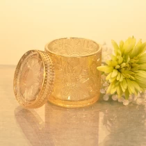 China Bulk luxury custom crystal lotus cylinder glass candle holder with lid manufacturer